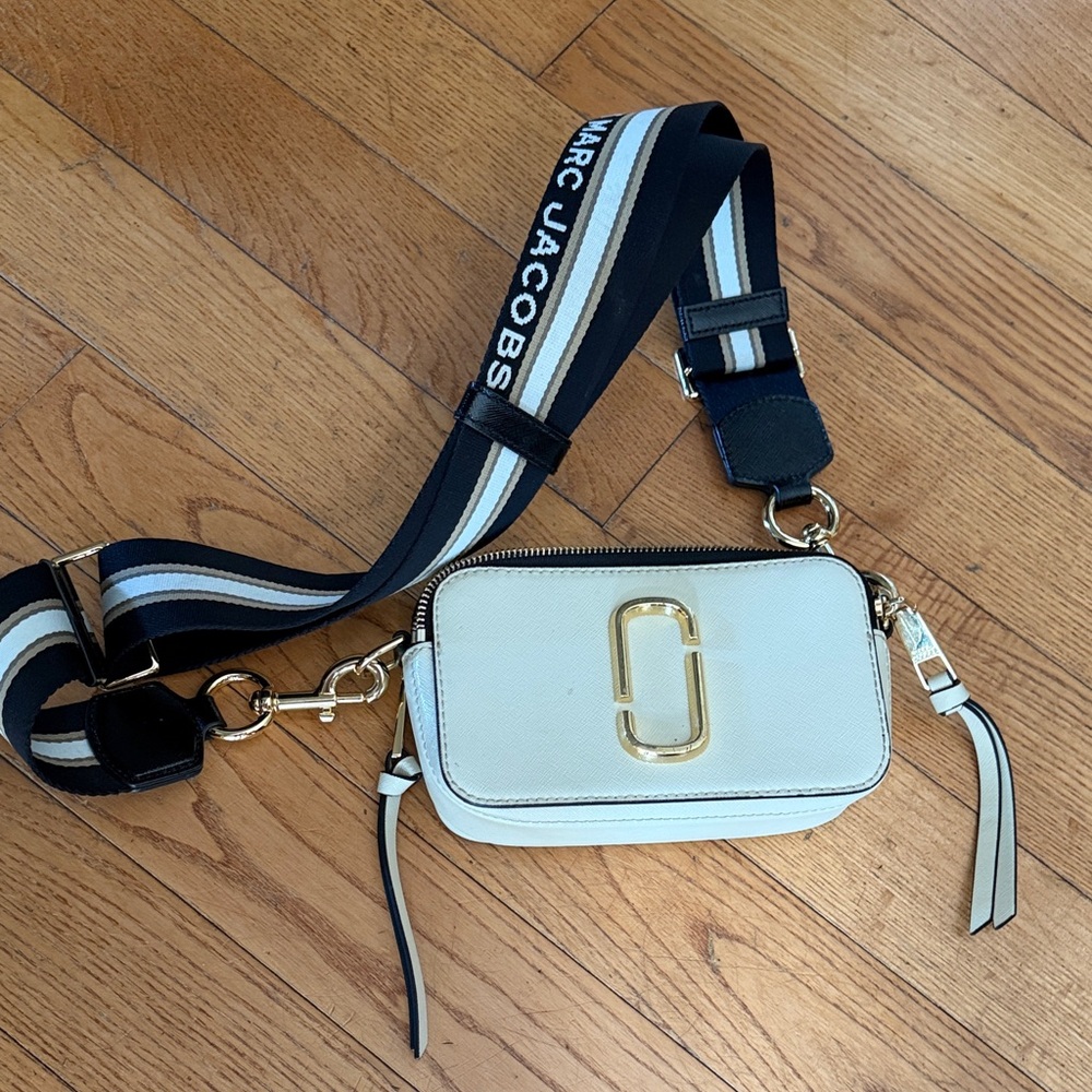 Marc Jacobs Leather Snapshot Crossbody Bag with Logo Strap